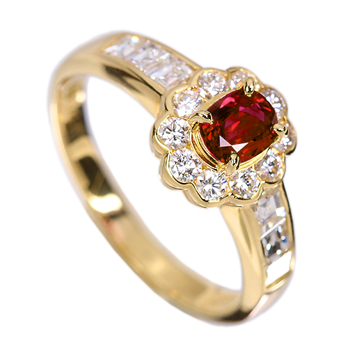 ルビー 0.47ct ダイヤモンド 0.7ct イエローゴールド リング(指輪