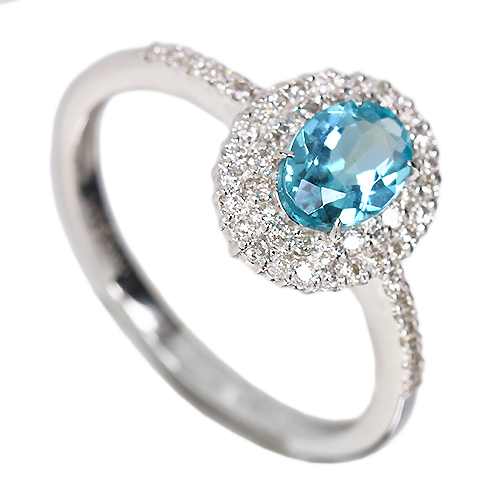 アパタイト 0.6ct ダイヤモンド プラチナ リング(指輪)【品質保証書 