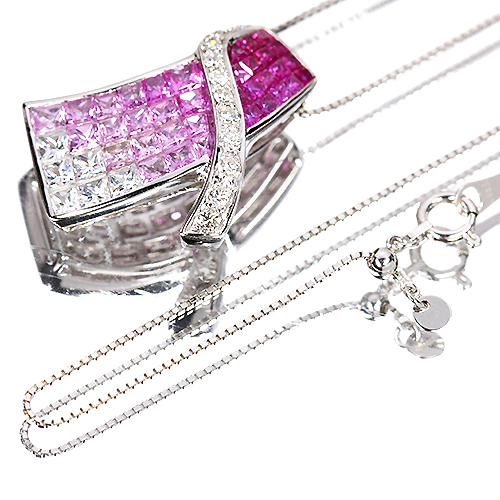 ミステリーセッティング）ピンクサファイア 3.5ct ダイヤモンド