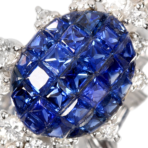 ミステリーセッティング）ブルーサファイア 2.7ct ダイヤモンド