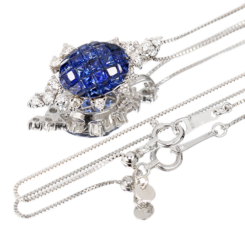 ミステリーセッティング）ブルーサファイア 2.7ct ダイヤモンド