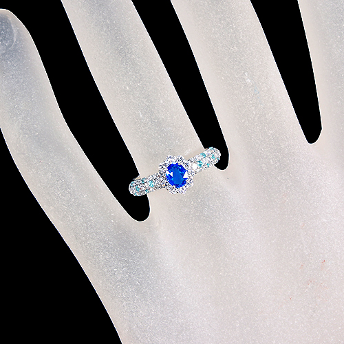 美しきビビッドブルーの共演★パライバトルマリン&アウイナイト18金リング★ ブラジル産パライバトルマリンスターK18ゴールドリング【Blue