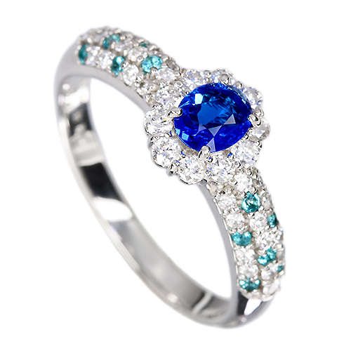 アウイナイト 0.18ct パライバトルマリン ダイヤモンド プラチナ