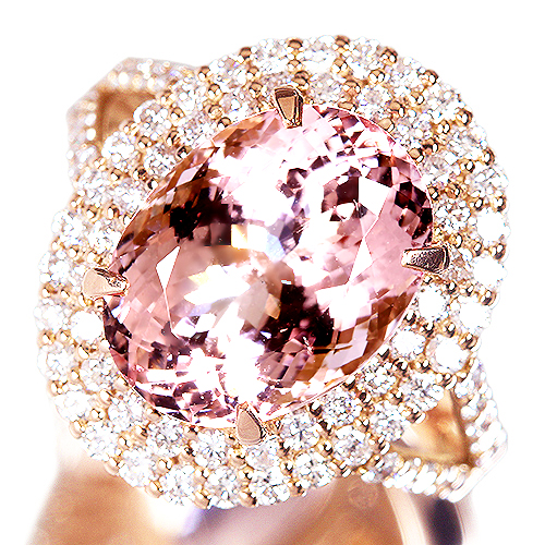 モルガナイト 3.69ct ダイヤモンド 0.91ct ピンクゴールド リング(指輪