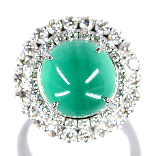 F2エメラルドキャッツアイ 8.4ct ダイヤモンド 1.4ct プラチナ
