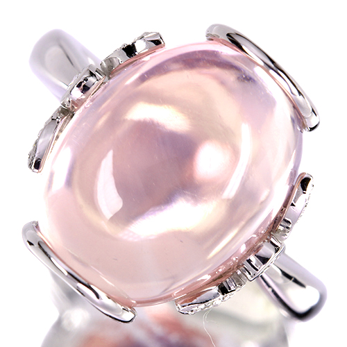 クリスマス特割40%引 愛と美の象徴ローズクォーツ27ctダイヤ18K