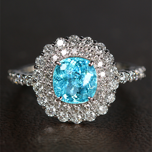 パライバトルマリン 1.6ct ダイヤモンド 0.7ct プラチナ リング(指輪