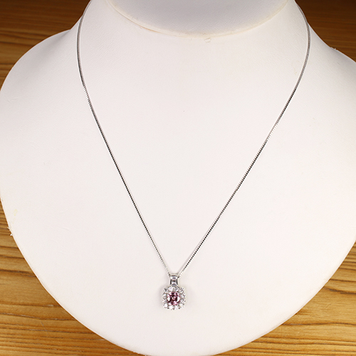 パパラチアサファイア 0.95ct ダイヤモンド 0.5ct プラチナ ネックレス