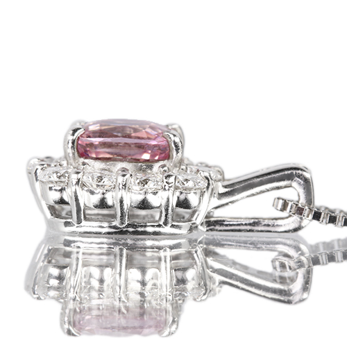 パパラチアサファイア 0.95ct ダイヤモンド 0.5ct プラチナ ネックレス