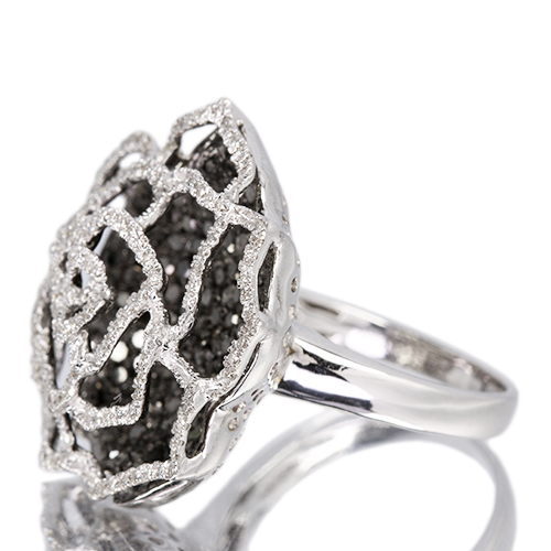 ブラックダイヤモンド 2ct ダイヤモンド ホワイトゴールド リング(指輪 