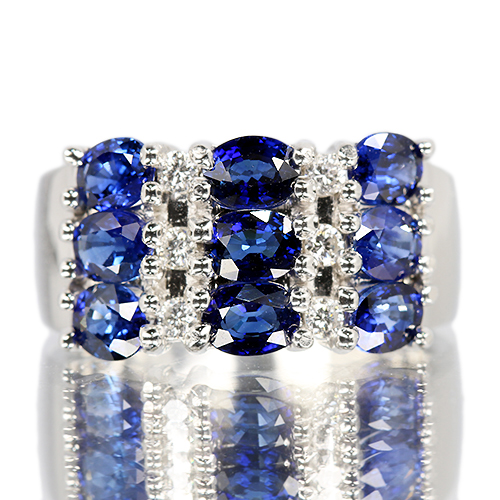 ブルーサファイア 2.7ct ダイヤモンド プラチナ リング(指輪)【品質