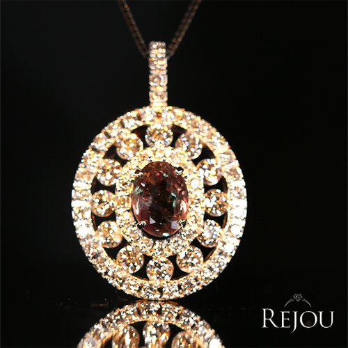 アレキサンドライト 1.44ct ダイヤモンド 1.4ct プラチナ ネックレス