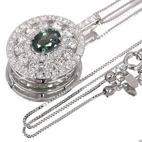 アレキサンドライト 1.44ct ダイヤモンド 1.4ct プラチナ ネックレス