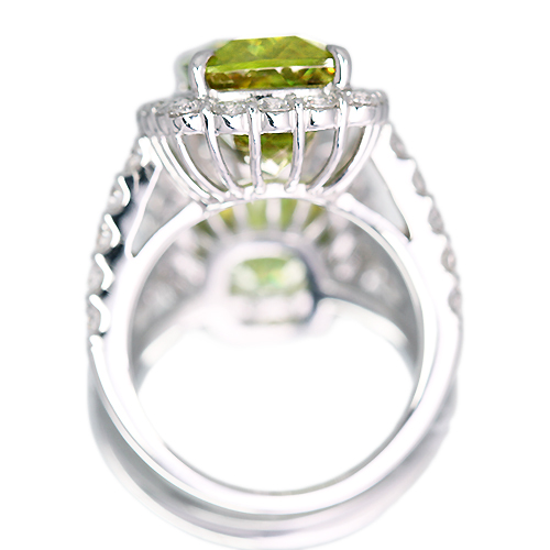 特価！天然スフェーン1.61ct　でかでかキャット♪S925フリーサイズリング マダガスカル産グリーンスフェーン ダイヤモンドリング SH 8.51