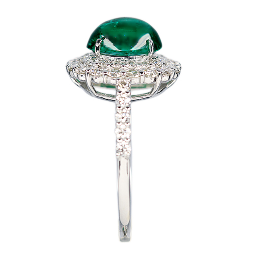 エメラルド(カボション) 1.7ct ダイヤモンド 0.7ct プラチナ