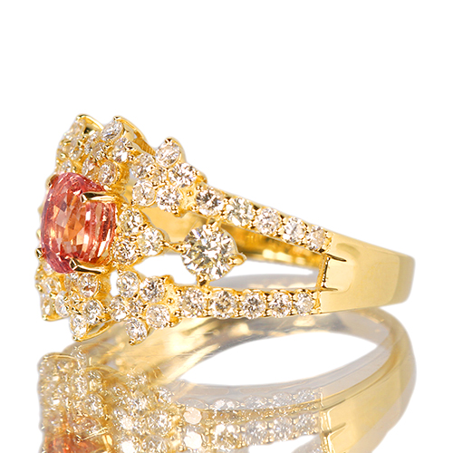 パパラチアサファイア 約1ct ダイヤモンド 1.05ct イエローゴールド 