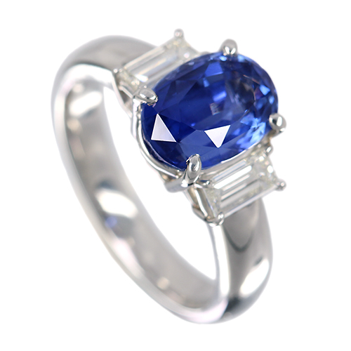 スリランカ産非加熱ブルーサファイア 3.5ct ダイヤモンド 0.6ct