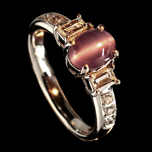 アレキサンドライトキャッツアイ 1.6ct ダイヤモンド 0.4ct プラチナ