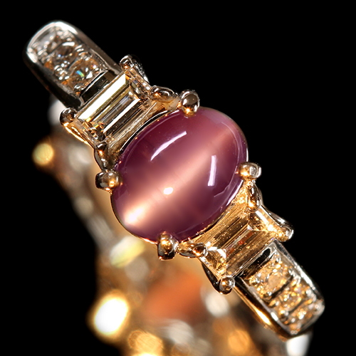 アレキサンドライトキャッツアイ 1.6ct ダイヤモンド 0.4ct プラチナ