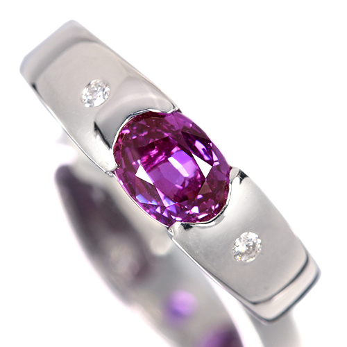 非加熱パープルサファイア 1.5ct ダイヤモンド 0.8ct プラチナ リング(指輪)【品質保証書/AIGS宝石鑑別書】