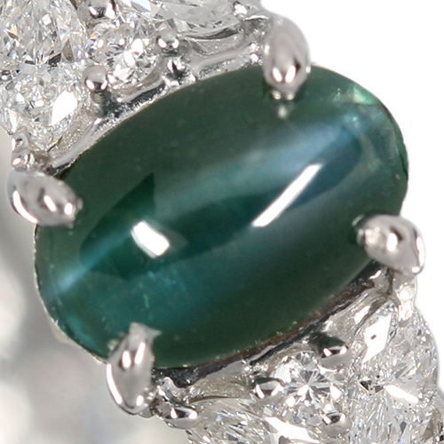 JE146☆高級 アレキサンドライトキャッツアイ0.8ct D pt リング