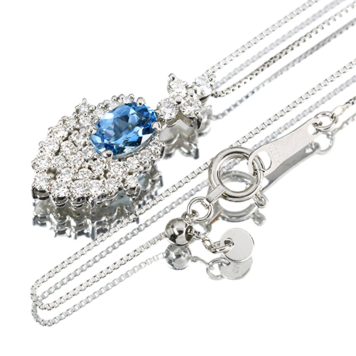 アクアマリン 0.41ct ダイヤモンド 0.35ct プラチナ ネックレス アクアマリン 0.41ct ダイヤモンド 0.35ct プラチナ ネックレス