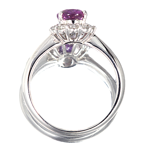 非加熱パープルサファイア 1.57ct ダイヤモンド 0.4ct プラチナ