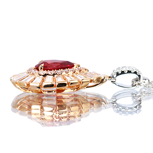 非加熱ピジョンブラッドルビー 1.18ct ダイヤモンド約1ct ピンク