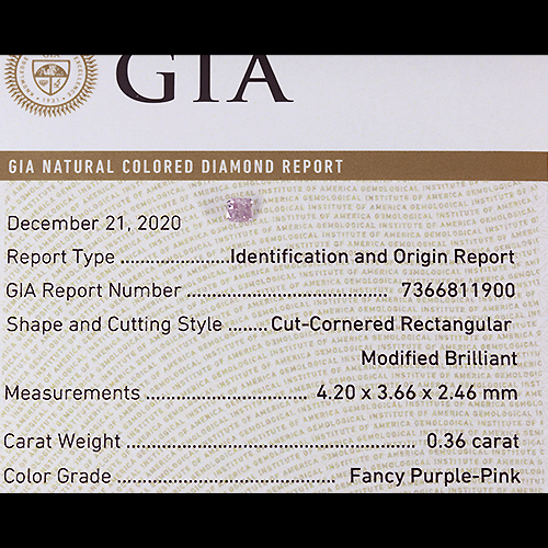 ピンクダイヤモンド 0.36ct/FPP ルース【品質保証書/GIA宝石鑑定書