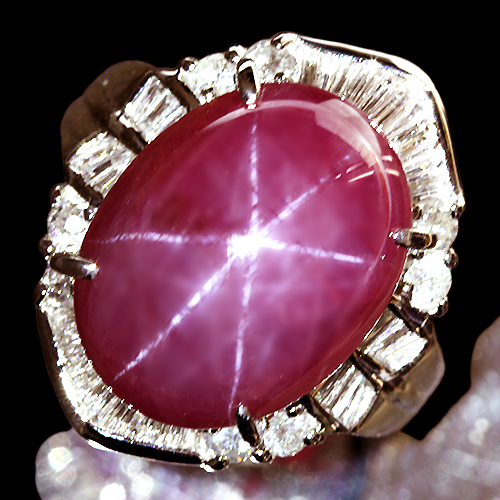 スタールビー 約16.4ct ダイヤモンド 0.8ct プラチナ リング(指輪 