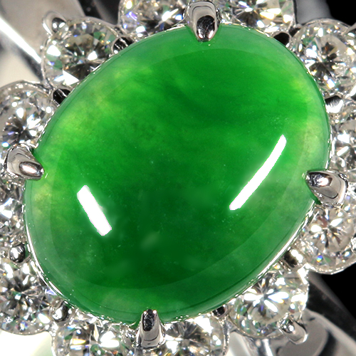 即日発送】 極上翡翠美 ダイヤモンド 艶のあるグリーンPt 透明感のある 