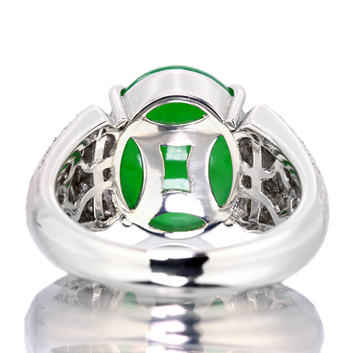 翡翠（ヒスイ） 5.4ct ダイヤモンド 0.3ct プラチナ リング(指輪
