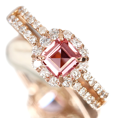 パパラチアサファイア 0.5ct ダイヤモンド 0.4ct ピンクゴールド