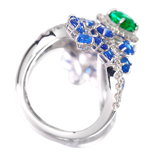ハートシェイプエメラルド 約0.6ct アウイナイト 0.8ct ダイヤモンド 