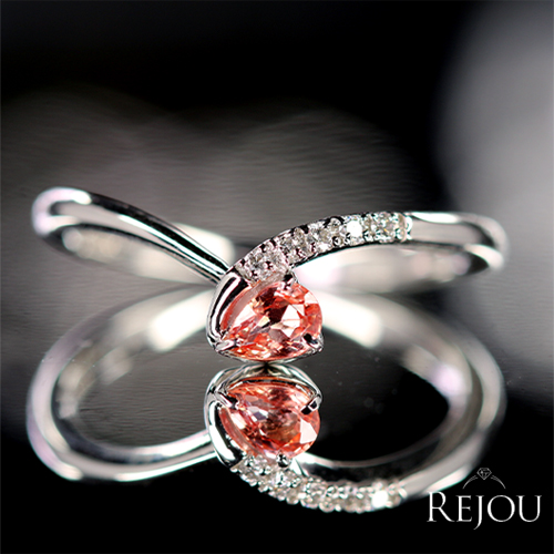 パパラチアサファイア 0.22ct ダイヤモンド プラチナ リング(指輪  