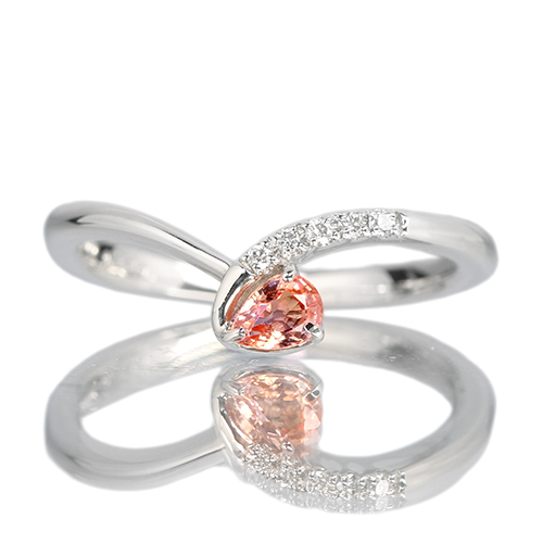パパラチアサファイア 0.22ct ダイヤモンド プラチナ リング(指輪