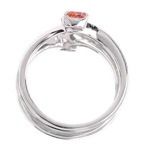 パパラチアサファイア 0.22ct ダイヤモンド プラチナ リング(指輪