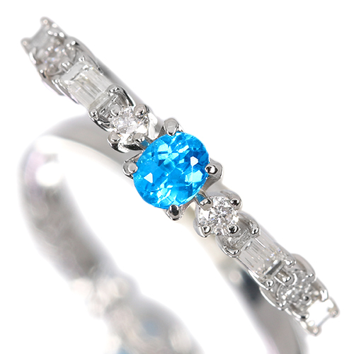 コバルトブルーアパタイト 0.18 ct ダイヤモンド プラチナ リング(指輪