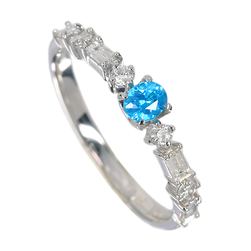 コバルトブルーアパタイト 0.18 ct ダイヤモンド プラチナ リング(指輪 