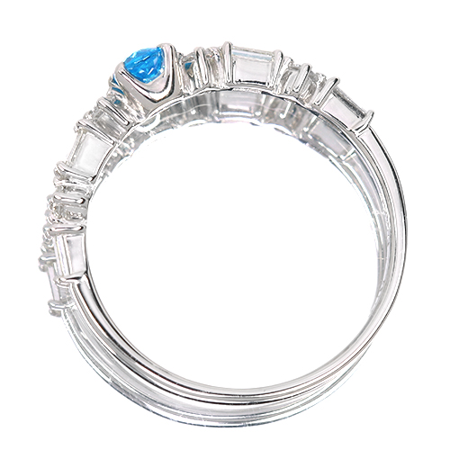 コバルトブルーアパタイト 0.18 ct ダイヤモンド プラチナ リング(指輪 