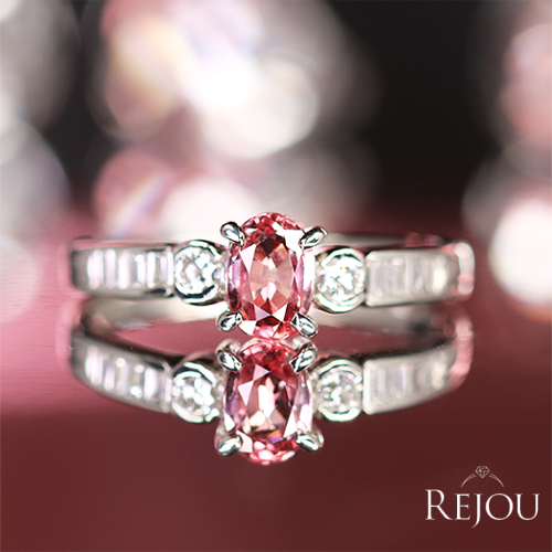 パパラチアサファイア　ダイヤモンド　プラチナリング 12号 パパラチアサファイア リング ダイヤモンド プラチナ 大粒 9月 誕生石