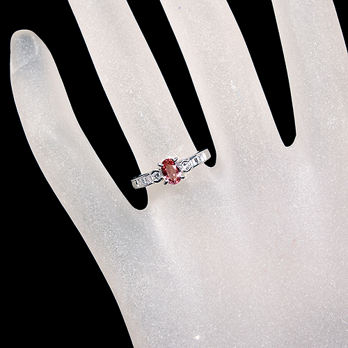 パパラチアサファイア 約0.8ct ダイヤモンド プラチナ リング(指輪