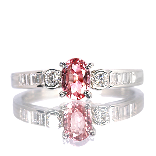 パパラチアサファイア 約0.8ct ダイヤモンド プラチナ リング(指輪