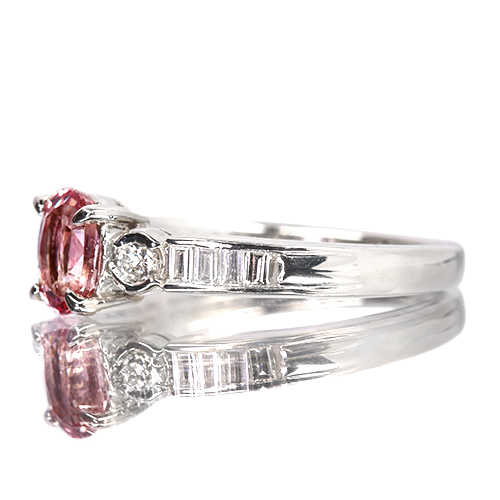 パパラチアサファイア 約0.8ct ダイヤモンド プラチナ リング(指輪