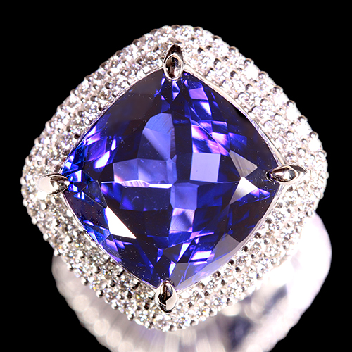 タンザナイト 22ct ダイヤモンド 1.2ct プラチナ リング(指輪)【品質 