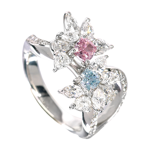 ブルーダイヤモンド 0.26ct/FGB/VS2 ピンクダイヤモンド 0.34ct/FIPP