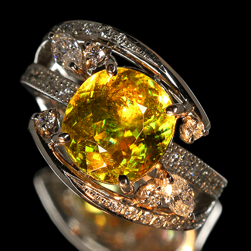 スフェーン 4.4ct ダイヤモンド 0.6ct プラチナ リング(指輪) | 希少宝石ジュエリー通販リジュー【REJOU】