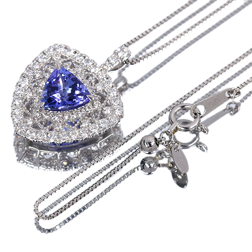 タンザナイト 1.4ct ダイヤモンド 0.8ct プラチナ ネックレス【品質 