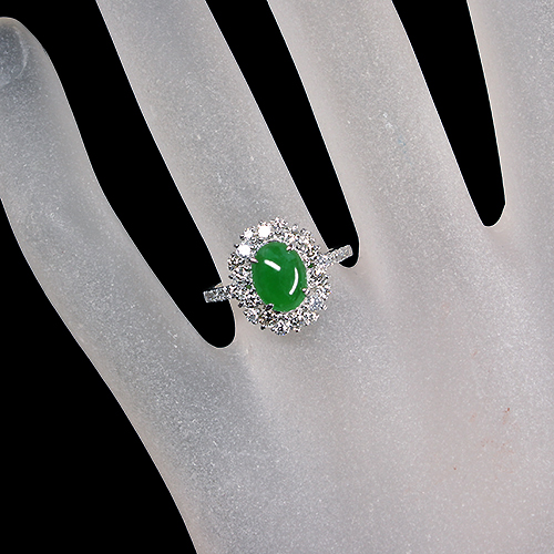 翡翠（ヒスイ） 1.7ct ダイヤモンド 0.6ct プラチナ リング(指輪