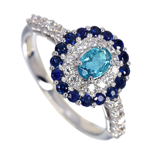 パライバトルマリン 0.3ct ブルーサファイア 0.4ct ダイヤモンド パライバトルマリン 0.3ct ブルーサファイア 0.4ct ダイヤモンド